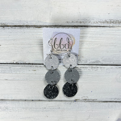 DAISY -  Leather Earrings  ||  <BR> SHIMMER SILVER, <BR> SHIMMER GRAY, <BR> SHIMMER PEWTER