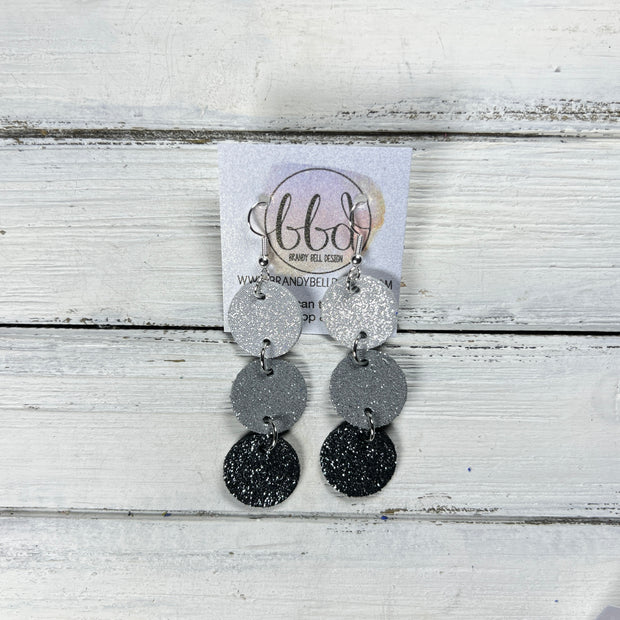 DAISY -  Leather Earrings  ||  <BR> SHIMMER SILVER, <BR> SHIMMER GRAY, <BR> SHIMMER PEWTER