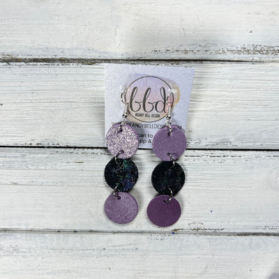 DAISY -  Leather Earrings  ||  <BR> SHIMMER LILAC, <BR> IRIDESCENT NORTHERN LIGHTS, <BR> MAGENTA RIVIERA