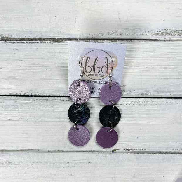 DAISY -  Leather Earrings  ||  <BR> SHIMMER LILAC, <BR> IRIDESCENT NORTHERN LIGHTS, <BR> MAGENTA RIVIERA