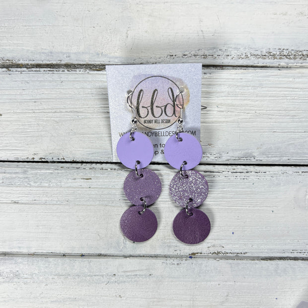 DAISY -  Leather Earrings  ||  <BR> MATTE LILAC SMOOTH, <BR> SHIMMER LILAC, <BR> MAGENTA RIVIERA