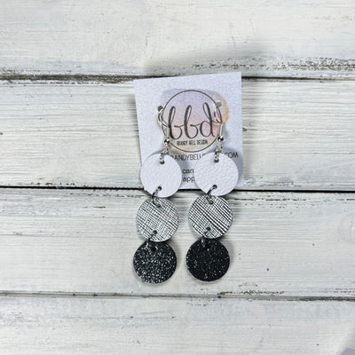 DAISY -  Leather Earrings  ||  <BR> MATTE WHITE, <BR> METALLIC SILVER SAFFIANO, <BR> SHIMMER PEWTER