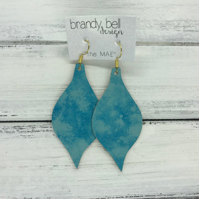 MAE - Leather Earrings  ||  TIE DYE AQUA OCEAN