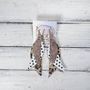 ANDY -  Leather Earrings  ||  <BR> SHIMMER VINTAGE PINK, <BR> WHITE WITH BLACK POLKADOTS, <BR> CARAMEL CHEETAH