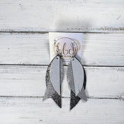 ANDY -  Leather Earrings  ||  <BR> SHIMMER SILVER, <BR> SHIMMER GRAY, <BR> SHIMMER PEWTER
