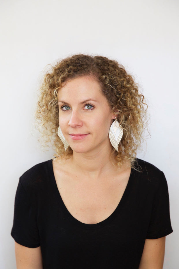 TAMARA - Leather Earrings  ||  <BR> MINI PINK FLORAL, <BR> MATTE OLIVE GREEN, <BR> PINK & WHITE POLKADOTS