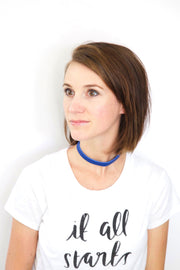 ANGEL - WRAP BRACELET / CHOKER NECKLACE - handmade by Brandy Bell Design ||  WHITE WITH METALLIC RED, BLUE & SILVER STARS