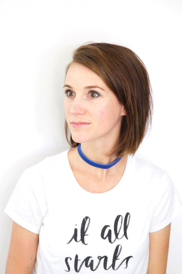 ANGEL - WRAP BRACELET / CHOKER NECKLACE - handmade by Brandy Bell Design || MATTE ELECTRIC BLUE