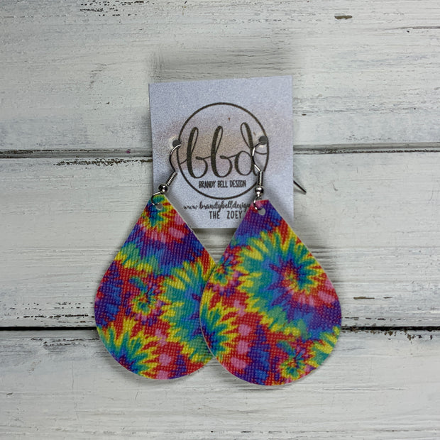 ZOEY (3 sizes available!) -  Leather Earrings  ||  TIE DYE 1 (FAUX LEATHER)