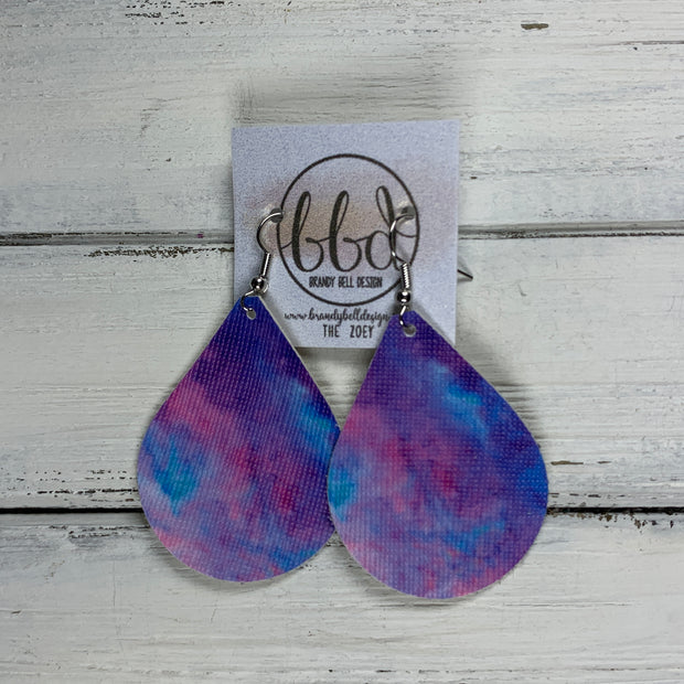 ZOEY (3 sizes available!) -  Leather Earrings  ||  PURPLE & BLUE GALAXY (FAUX LEATHER)