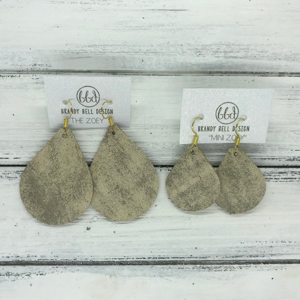 ZOEY (3 sizes available!) -  Leather Earrings  ||  TIE DYE CREAM CAMEL