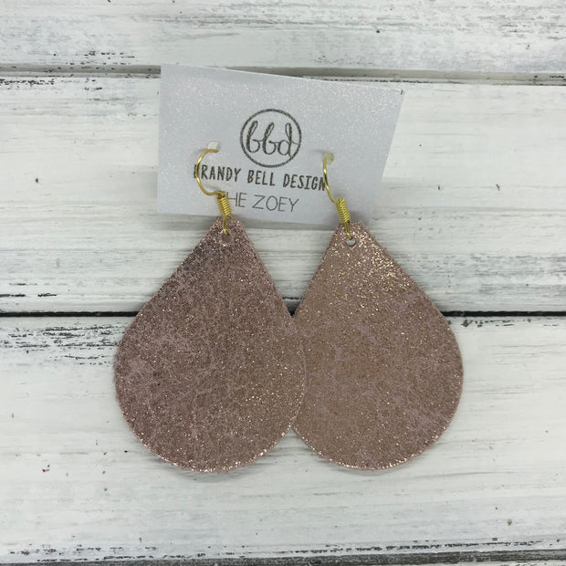 ZOEY (3 sizes available!) -  Leather Earrings  ||  SHIMMER VINTAGE PINK