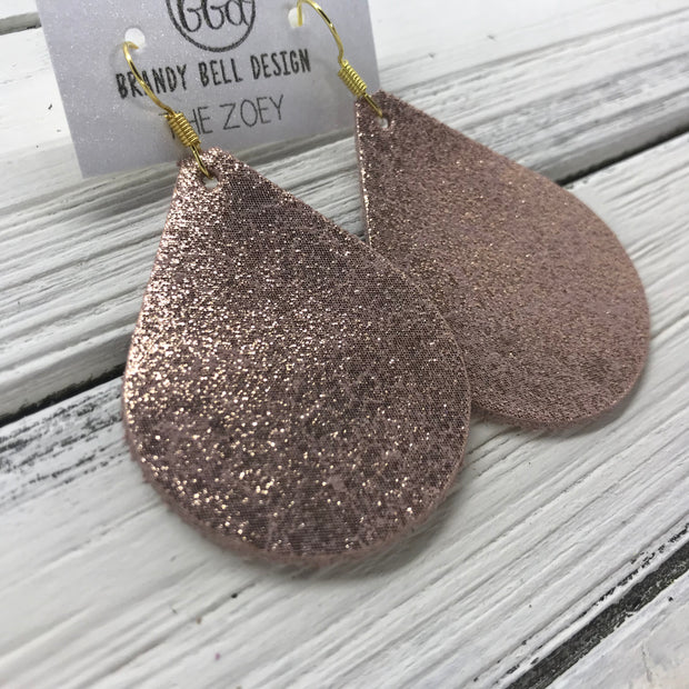 ZOEY (3 sizes available!) -  Leather Earrings  ||  SHIMMER VINTAGE PINK