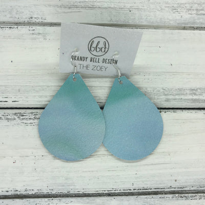 ZOEY (3 sizes available!) -  Leather Earrings  ||  TIE DYE BLUE  (PATTERN PLACEMENT VARIES!)