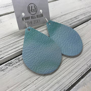 ZOEY (3 sizes available!) -  Leather Earrings  ||  TIE DYE BLUE  (PATTERN PLACEMENT VARIES!)