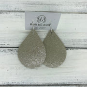 ZOEY (3 sizes available!) -  Leather Earrings  ||  SHIMMER TAUPE DAZZLE