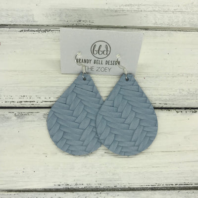 ZOEY (3 sizes available!) -  Leather Earrings  ||   LIGHT BLUE BRAIDED