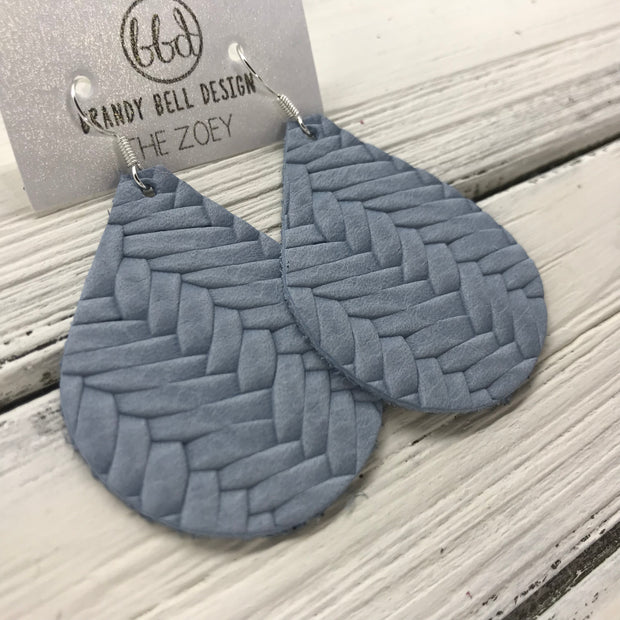 ZOEY (3 sizes available!) -  Leather Earrings  ||   LIGHT BLUE BRAIDED