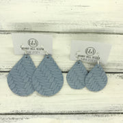 ZOEY (3 sizes available!) -  Leather Earrings  ||   LIGHT BLUE BRAIDED