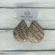ZOEY (3 sizes available!) -  Leather Earrings  ||   METALLIC ROSE GOLD BRAIDED