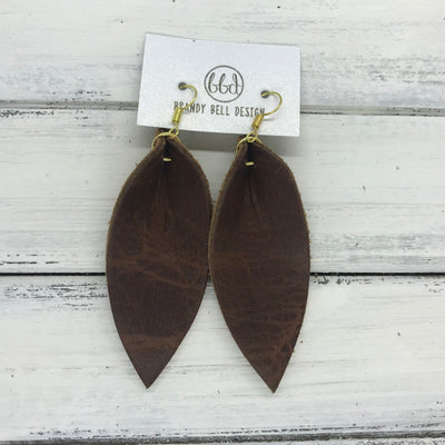 ALLIE -  Leather Earrings  ||  DISTRESSED BROWN (single layer)