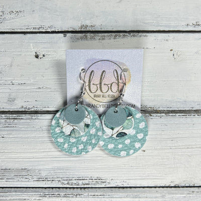 GRAY -  Leather Earrings  ||   <BR> DUSTY AQUA RIVIERA, <BR>  EUCALYPTUS, <BR> DUSTY AQUA DOTS