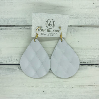 ZOEY (3 sizes available!) - Leather Earrings   ||  WHITE QUILTED