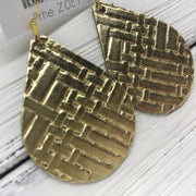 ZOEY (3 sizes available!) -  Leather Earrings  ||   METALLIC GOLD PANAMA WEAVE