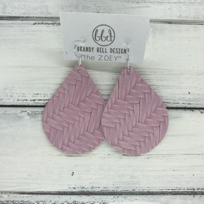 ZOEY (3 sizes available!) -  Leather Earrings  ||  PINK BRAIDED