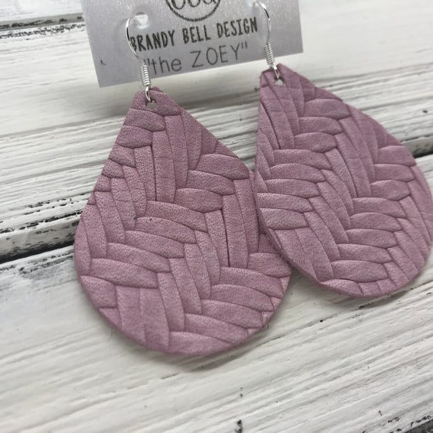 ZOEY (3 sizes available!) -  Leather Earrings  ||  PINK BRAIDED