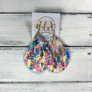 ZOEY (3 sizes available!) -  Leather Earrings  ||   MULTICOLOR PAINT BRUSH STROKES