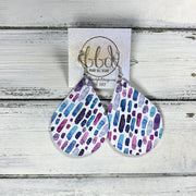 ZOEY (3 sizes available!) -  Leather Earrings  ||   JEWEL TONE PAINT BRUSH STROKES