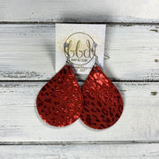 ZOEY (3 sizes available!) -  Leather Earrings  ||   BRIGHT RED LEOPARD ANIMAL PRINT