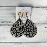 ZOEY (3 sizes available!) -  Leather Earrings  ||   *NAVY & CHAMPAGNE LEOPARD ANIMAL PRINT