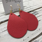 ZOEY (3 sizes available!) -  Leather Earrings  ||  MATTE CORAL/PINK