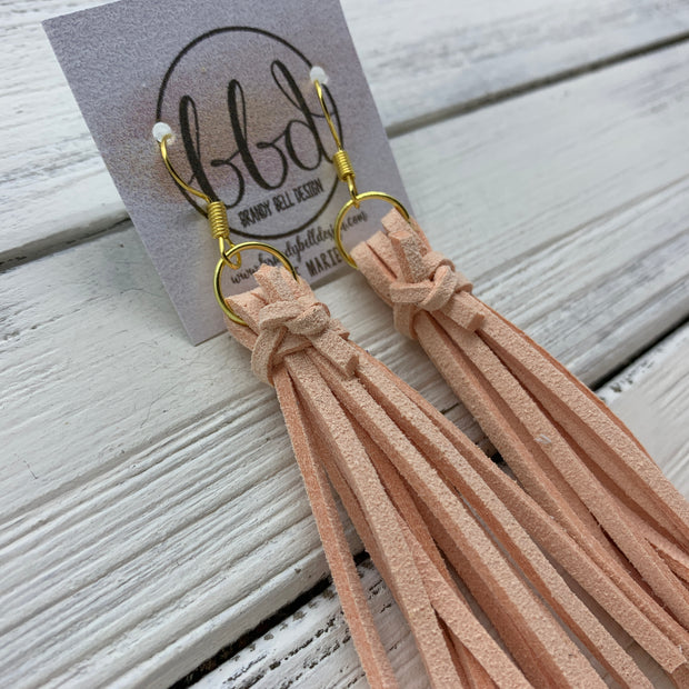 MARIE - Faux Suede Tassel Earrings  ||  PALE PEACH