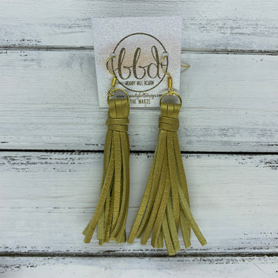 MARIE - Faux Suede Tassel Earrings  ||  METALLIC GOLD