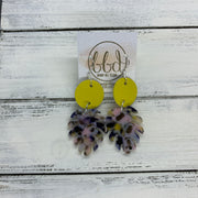 LIMITED EDITION PALM COLLECTION -  Leather Earrings  ||  <BR>  MATTE YELLOW, <BR> PINK/GREEN/BLACK PALM LEAF
