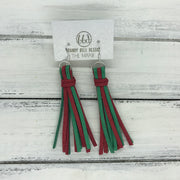 MARIE - Faux Suede Tassel Earrings  ||  SPARKLE GREEN & SPARKLE RED