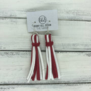 MARIE - Faux Suede Tassel Earrings  ||  WHITE & SPARKLE RED