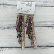 AUDREY - Leather Earrings  ||   ROSE GOLD GLITTER, MATTE CRANBERRY, METALLIC MERMAID PINK/GREEN/GOLD, ROSE GOLD GLITTER, METALLIC ROSE GOLD PEBBLED