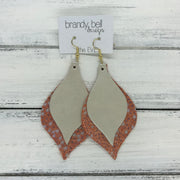 EVE - Leather Earrings  || <BR> CHAMPAGNE PEARL, <BR> ORANGE STINGRAY