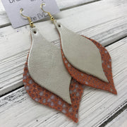 EVE - Leather Earrings  || <BR> CHAMPAGNE PEARL, <BR> ORANGE STINGRAY