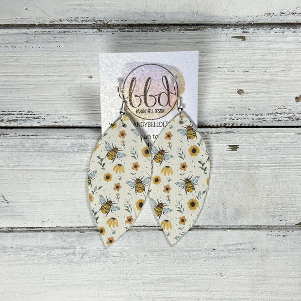 MAISY - Leather Earrings  ||    <BR>  MINI BEE PRINT (FAUX LEATHER)