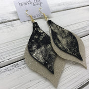 EVE - Leather Earrings  || <BR> CHAMPAGNE NORTHERN LIGHTS, <BR> SHIMMER CHAMPAGNE