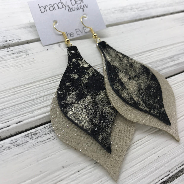 EVE - Leather Earrings  || <BR> CHAMPAGNE NORTHERN LIGHTS, <BR> SHIMMER CHAMPAGNE