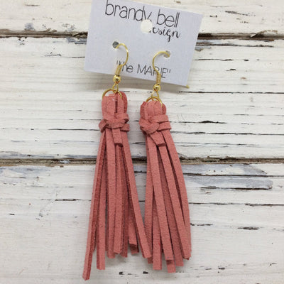 MARIE - Faux Suede Tassel Earrings  || DUSTY ROSE