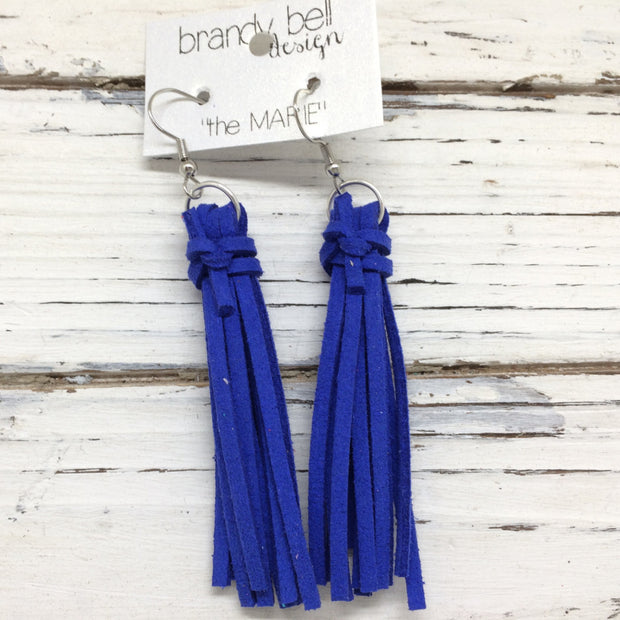 MARIE - Faux Suede Tassel Earrings  || ELECTRIC COBALT BLUE