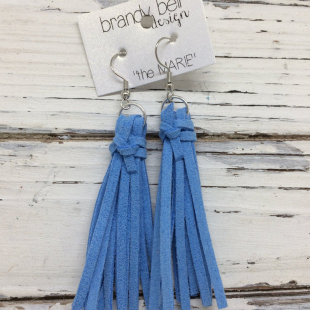 MARIE - Faux Suede Tassel Earrings  || CORNFLOWER / CAROLINA BLUE