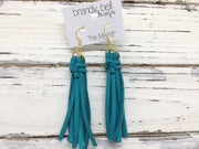 MARIE - Faux Suede Tassel Earrings  ||  TEAL